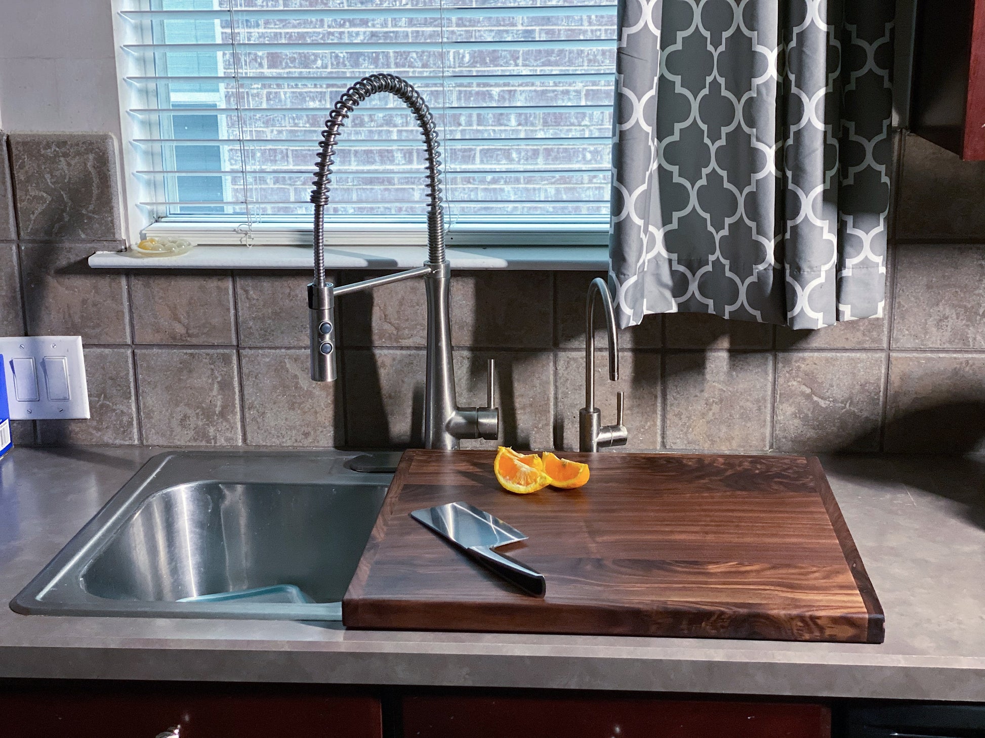 Sink Cover Cutting Board with Handles | Handmade Cutting Board & Noodle Board | Wood Half Sink Cover for Home or RV