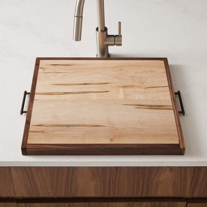 Sink Cover Cutting Board with Handles | Handmade Cutting Board & Noodle Board | Wood Half Sink Cover for Home or RV