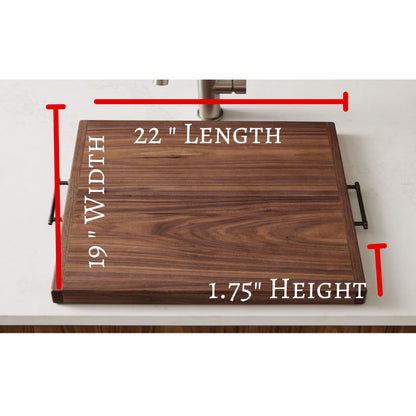 Sink Cover Cutting Board with Handles | Handmade Cutting Board & Noodle Board | Wood Half Sink Cover for Home or RV